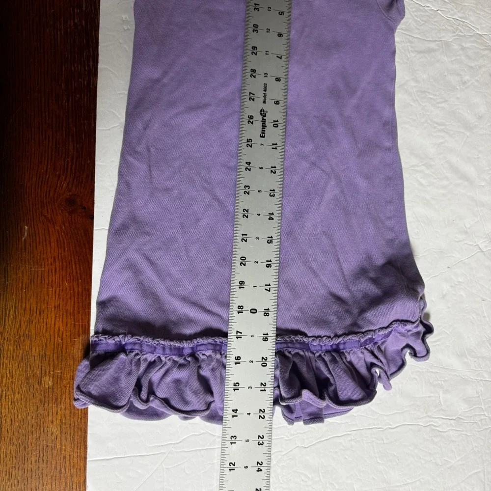 Ralph Lauren Girls Purple Ruffle Hem Polo Shirt Size 6X Short‎ Sleeve Cotton